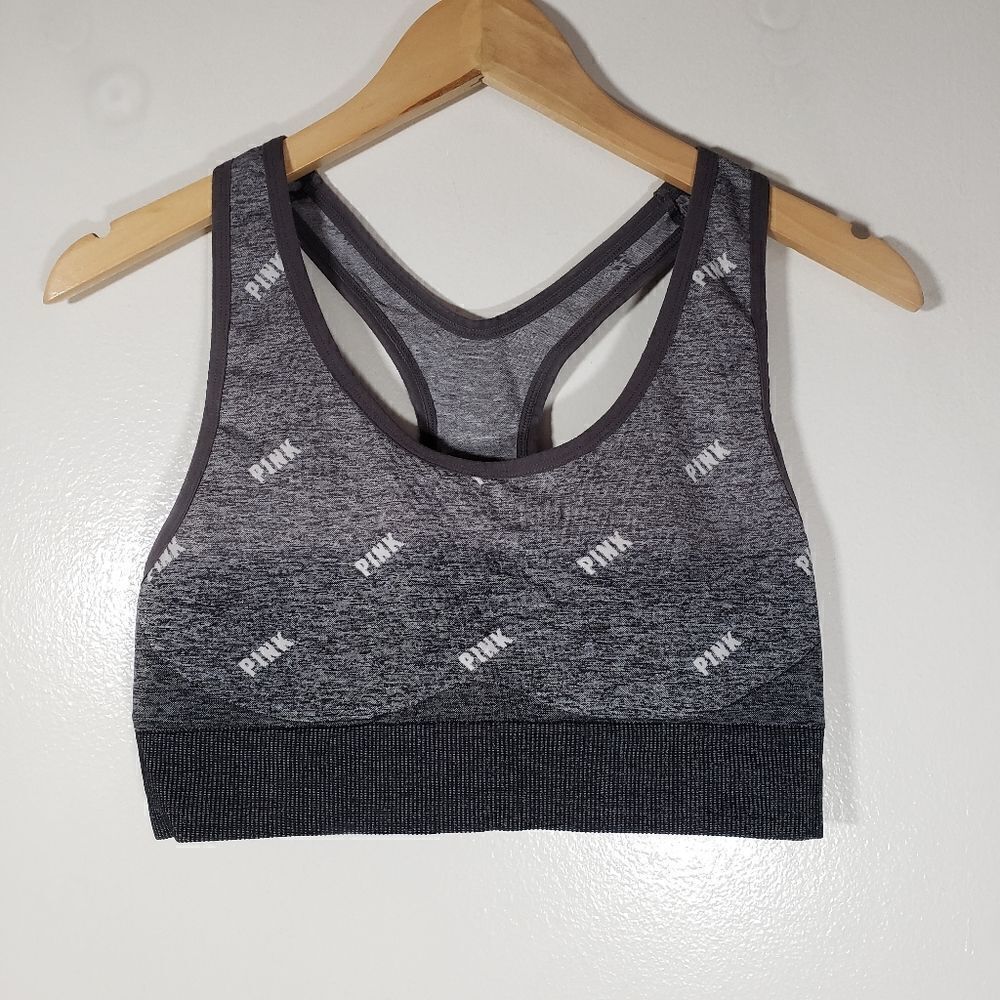 PINK Victoria's Secret Grey Seemless Lightly Lined Active Sports Bra Size L